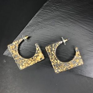 CLOSET REHAB Jewelry - 🆑 “C" Square Resin Studs Gold Flake CLOSET REHAB Jewelry - 🆑 “C" Square Resin Studs Gold Flake
